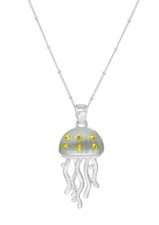 Sealife Theme Sea Glass Jellyfish Pendant Necklace