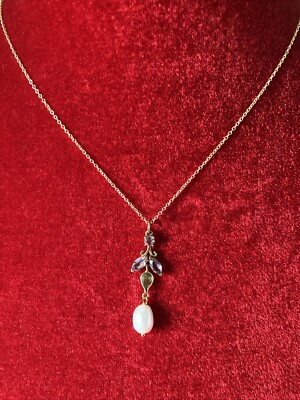 HM 22 kt vergoldet Sterlingsilber Suffragette Farbsteine Anhänger Halskette