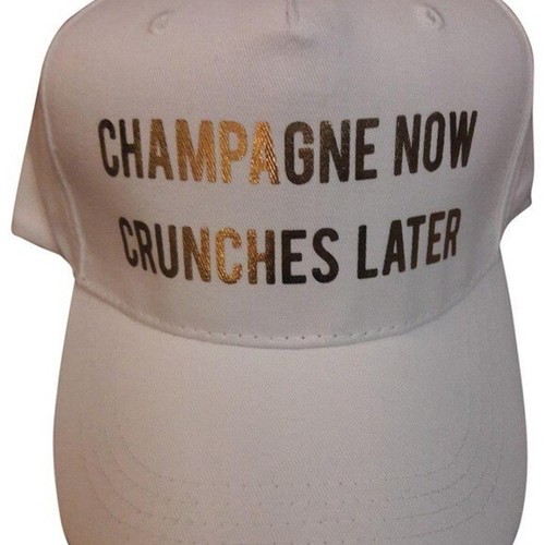 Gorra de béisbol Champagne AHORA Brunch Crunches Later Steve Madden BLANCO DORADO NUEVO - Imagen 4 de 8
