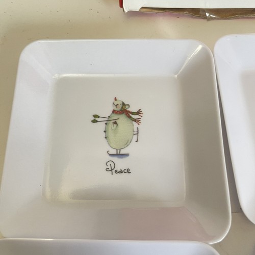 Set Of 4 Vintage Christmas American Greetings Snack Servers Appetizer Plates 5” - Picture 7 of 9