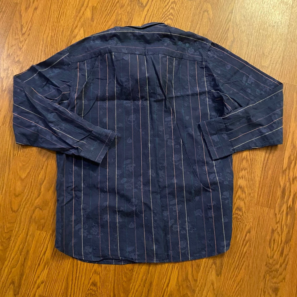 Tommy Bahama Cotton Silk Blue Floral Paisley Button Down Shirt Size Large Foto 2 de 4