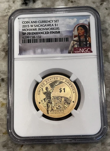 2015 W Sacagawea Mohawk Ironworkers $1 NGC SP70 Enhanced Finish