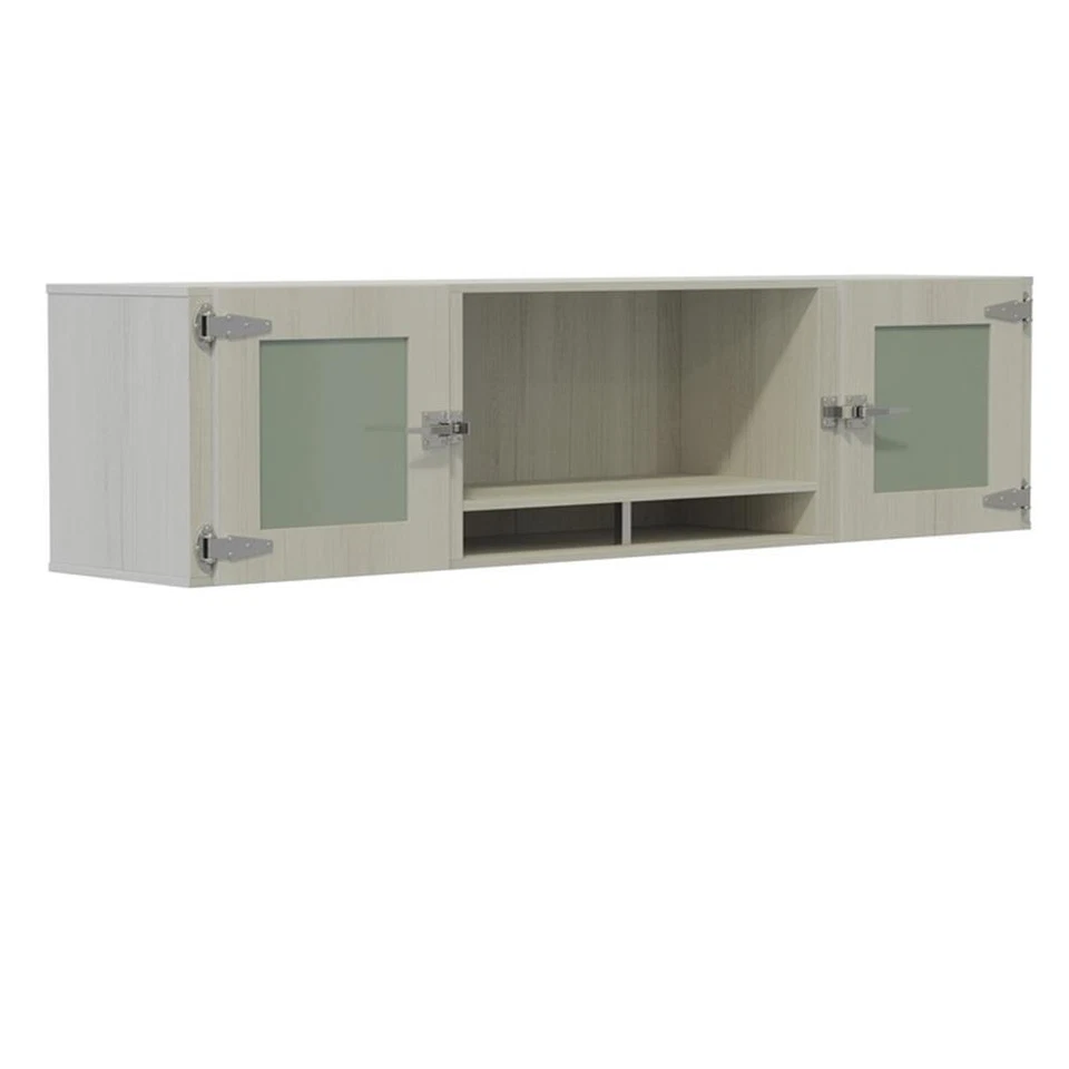 Mirella 72" Wall Mounted Hutch with Glass Doors in White Ash - Image 2 of 3