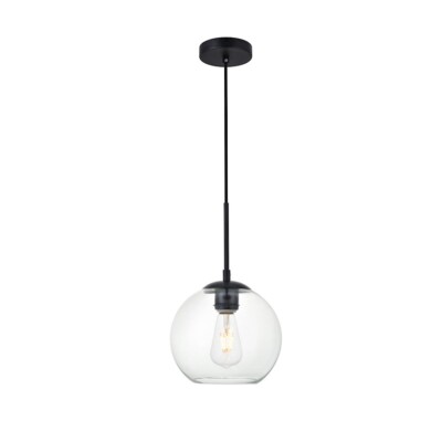 Living District Baxter 1 Light Pendant, Black/Clear, 7.9'' - LD2206BK