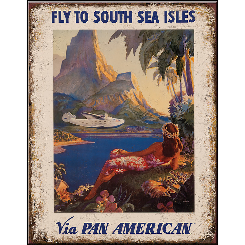 Plaque métal Pan Am South Sea 30x40 cm - Décoration vintage plate