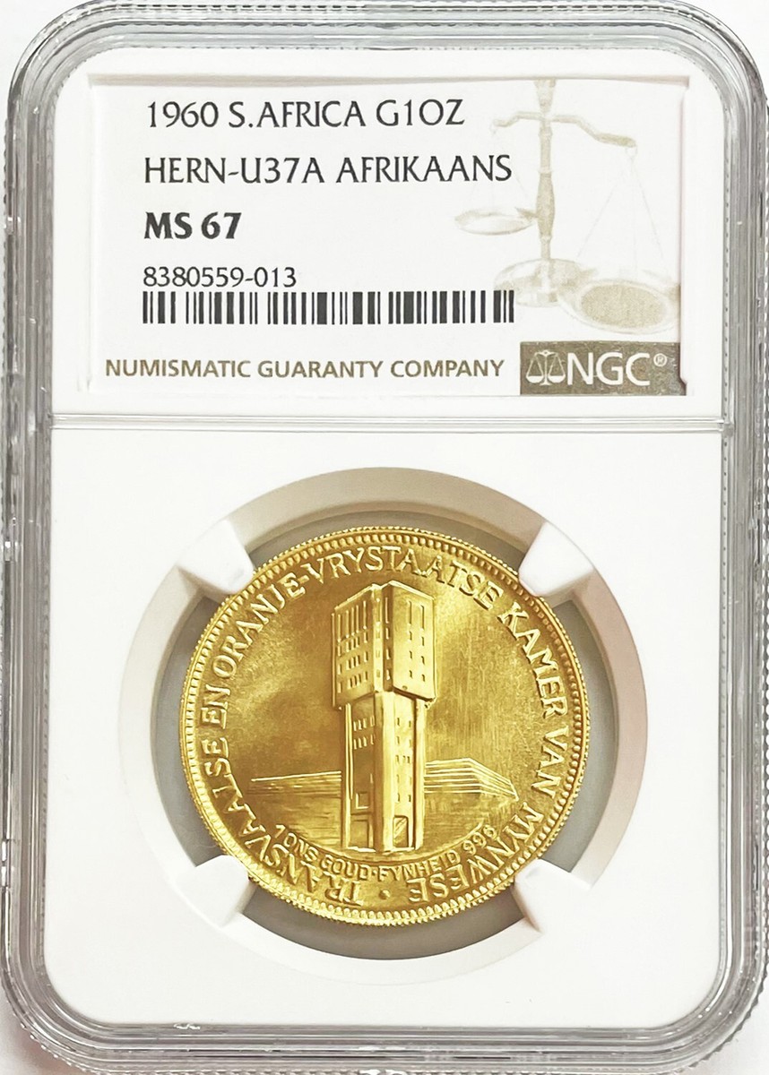 Plaque or G 18金 1960 GOLD SOUTH AFRICA 1 OZ REPUBLIC MINES GOLDEN JUBILEE COIN NGC