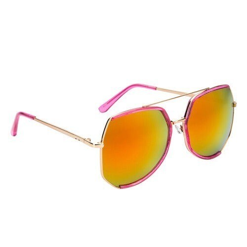 NOT YOUR MIRROR MIRRORED SUNGLASSES, Rose Frame with Orange Lens - Picture 2 of 2