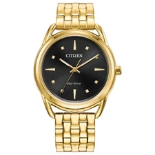 Citizen Dress Women's Eco-Drive Gold Stainless Steel Watch 36MM FE7092-50E