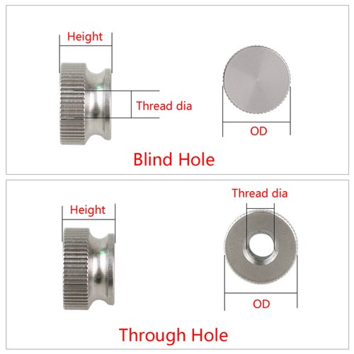 Écrou moleté M3 M4 M5 M6 M8 trou traversant 303 acier inoxydable forme haute écrou à molette - Photo 2 sur 6