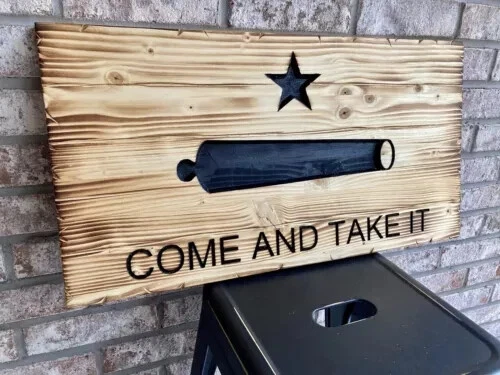 Handcrafted Wooden "Come and Take It" Flag by Eagle Wood flag Company 19x36 Inch - Image 3 of 4