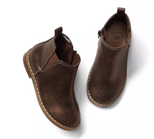 Nuevo Con $50 Gap Niñas Metálico Bronce Marrón Botines Chelsea Botas Zapatos Talla 5 | eBay