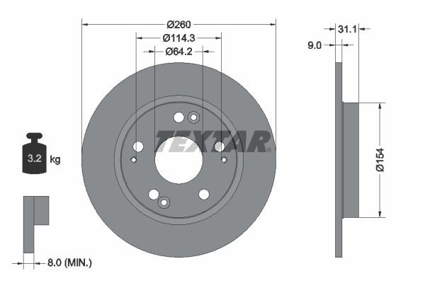 2X Bremsscheibe Hinten Textar 92224103 FÜR Honda Bremsscheiben Scheibenbremse-image