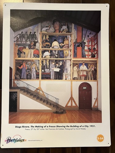 24” X 18” Diego Rivera. Die Entstehung eines Freskos zeigt Gebäude einer Stadt 1931 - Bild 1 von 12