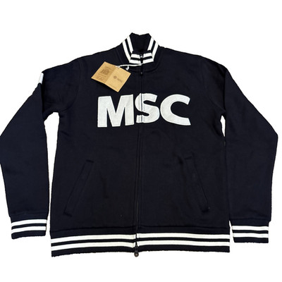 NWT MSC Cruise Line Jacket L Zippered   Fleece Navy Blue Ship Warm Cotton Poly
