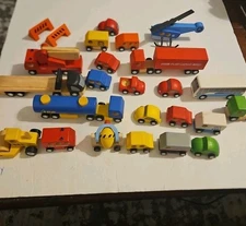 Plan City Wooden Vehicles Toys Lot Of 28