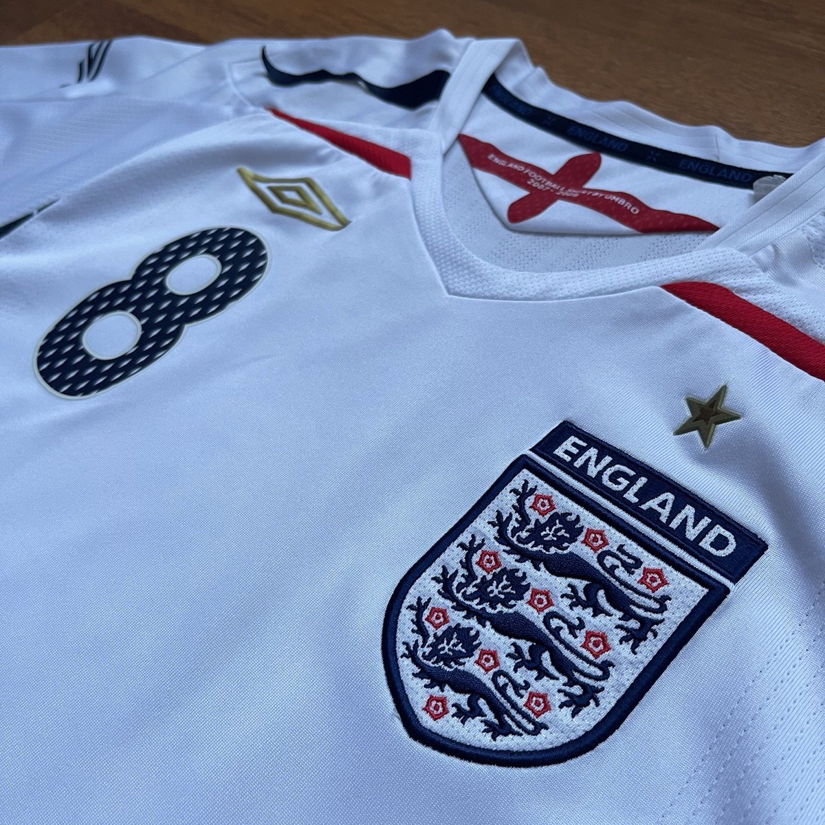 ENGLAND UMBRO 2007/2009 FOOTBALL SOCCER HOME JERSEY #8 FRANK
