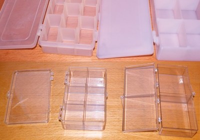 4 plastic boxes with dividers and lids for small items HUGE PRICE DROP