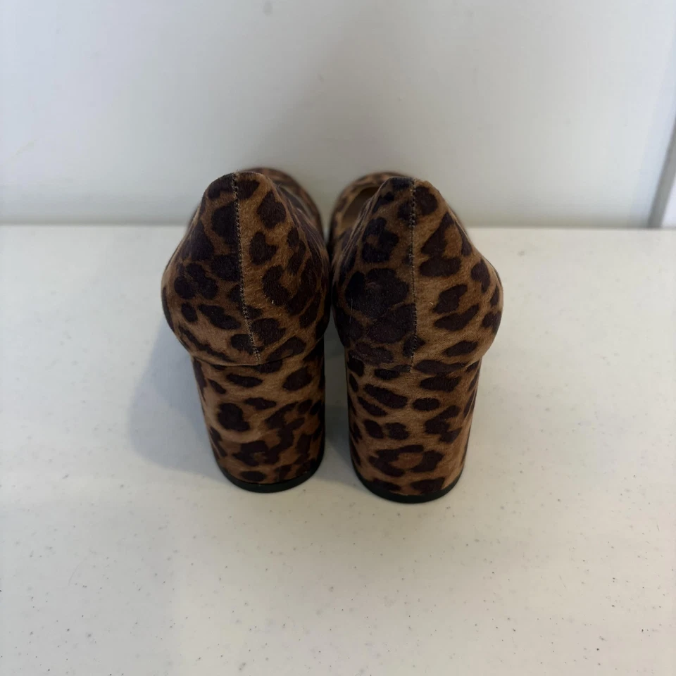 Zapatos de salón Libby Edelman para mujer talla 7 estampado de leopardo Jenna tacón bloque punta redonda Foto 4 de 4