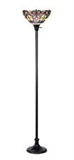 Chloe Lighting Grenville Tiffany-Style 1 Light Torchiere Floor Lamp 14" Shade
