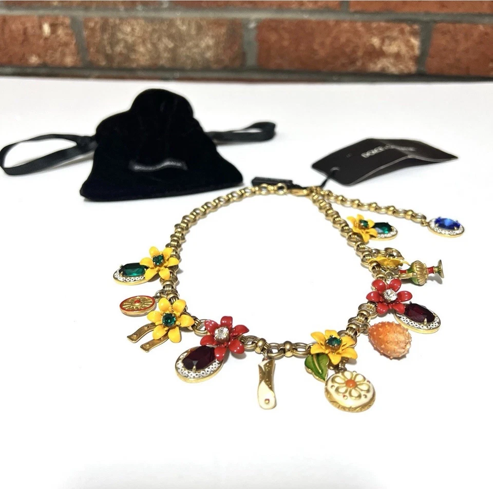 AUTHENTIC Dolce & Gabbana Women Gold Statement Lavalier Necklace Brass ITALIAN - Image 2 of 4