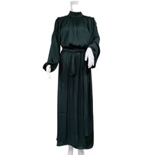 NWT Banana Republic High Neck Womens M Blouson Sleeve Tie Waist Maxi Dress Black