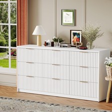 63" Wide 9-Drawer Fluted Dresser, Large Capacity Chest of Drawers, for Bedroom