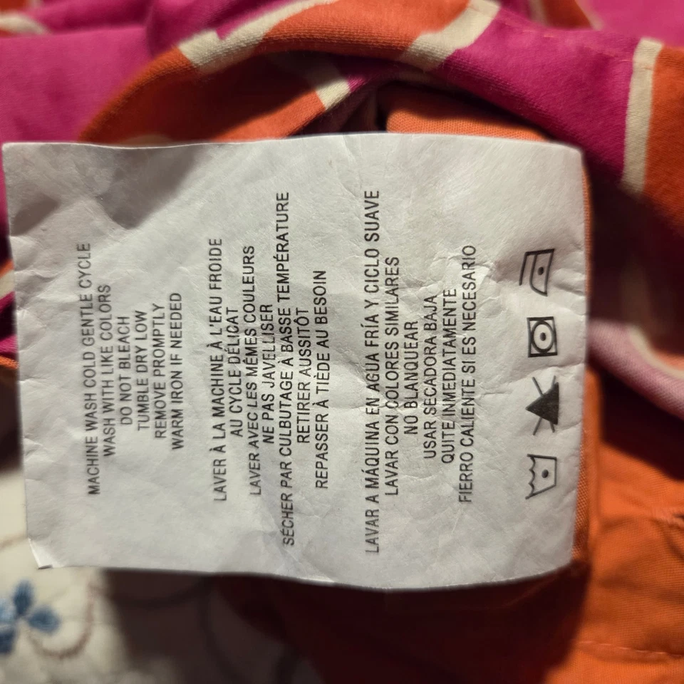 Edredón Echo Catalina Doble 100% Algodón Rosa Naranja Botones Reversibles 70" x 86" Foto 3 de 4