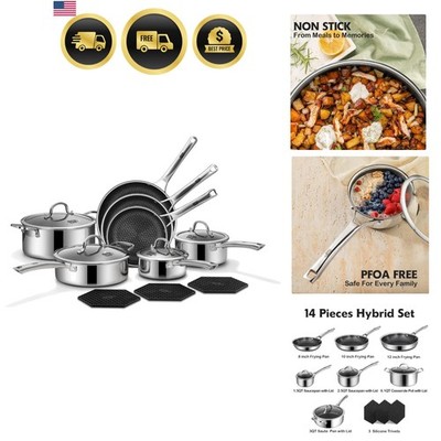 Non Stick Pots and Pans Set 14 Pcs Kitchen Cookware Skillet Saucepan Frying Pan