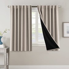 100 Blackout Curtains for Bedroom with 52"W x 54"L Pack of 2 Natural Sand