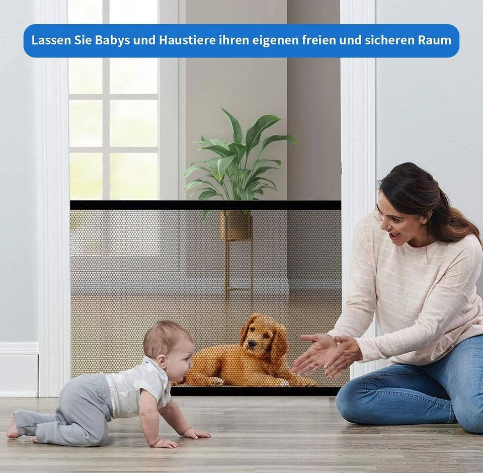 Hunde-Türschutzgitter - Stabil und Faltbar für Kinder und Haustiere 110x72cm - Bild 4 von 4
