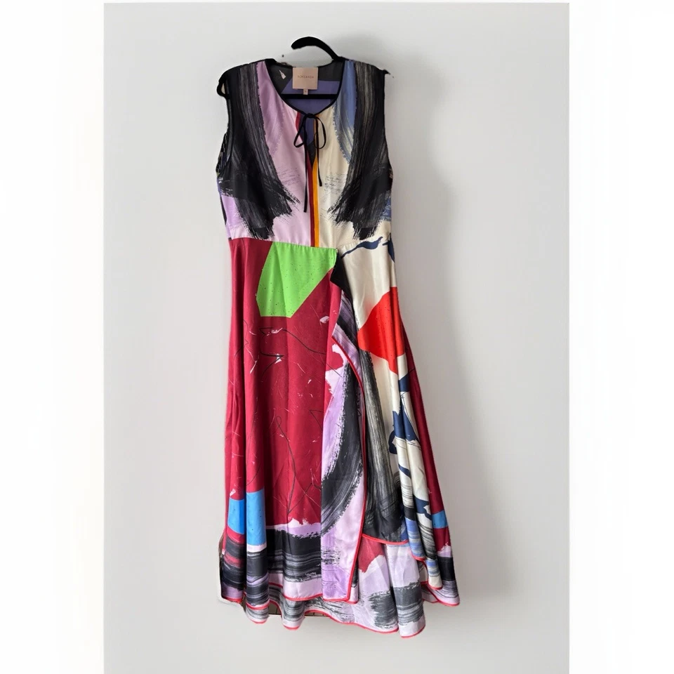 Vestido ROKSANDA Sor Hamina 100 % seda estampado abstracto para mujer talla UK16/US12 Foto 4 de 4