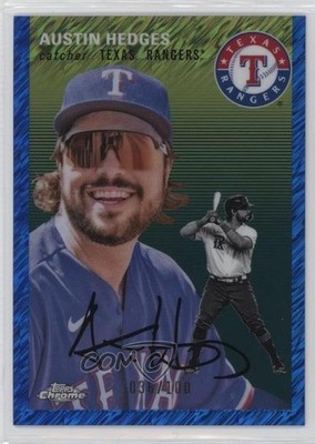 2023 Chrome Platinum Anniversary Blue Shimmer Refractor 36/100 Austin Hedges 0oe