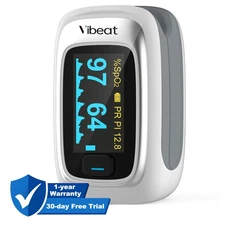 Vibeat PO6C Finger Pulse Oximeter w Alarm, Check SpO2 Heart Rate Perfusion Index