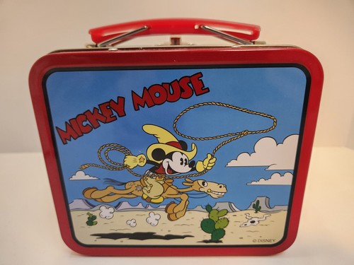 Vintage Disney Mickey Mouse Cowboy Mini Lunchbox Metal Multicolor Tin A.S.C. - Picture 8 of 9