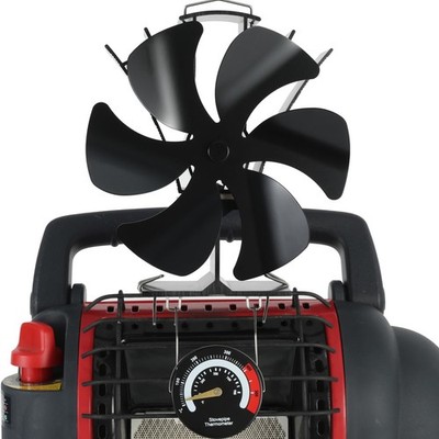 Wood Stove Fan for Big Buddy Heater, Heat Powered Fireplace 6-Blade, Black