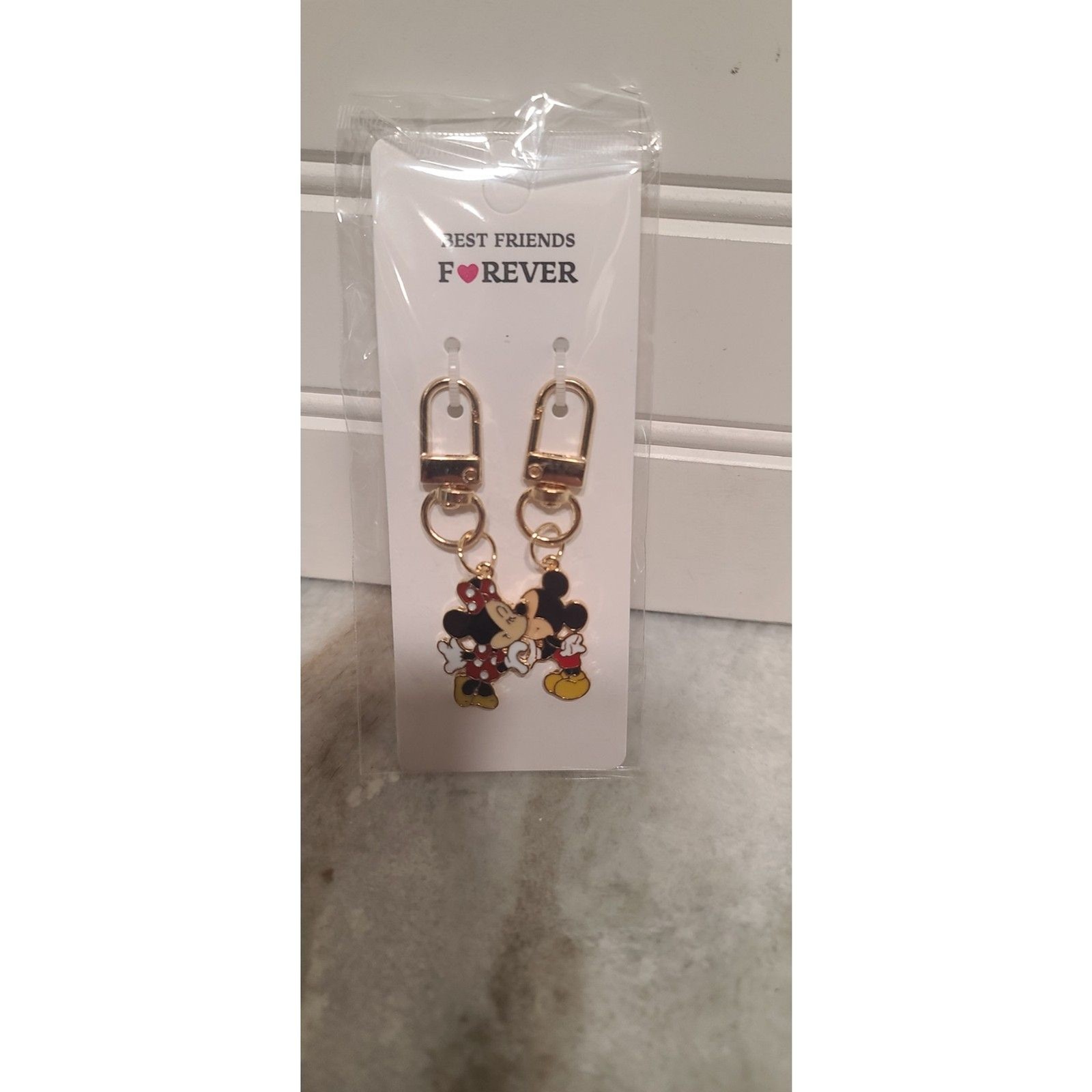 Disney BFF Mickey and Minnie Enamel Zipper Pulls Gold Hardwa