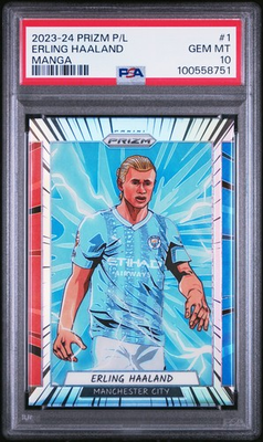 #ad ERLING HAALAND 2023 24 PANINI PRIZM PL MANGA #1 PSA GEM MT 10 POP 33 $3900.00