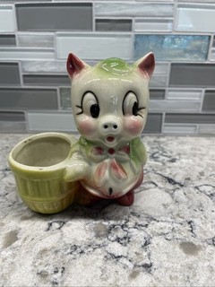 VINTAGE 5” SHAWNEE PINK TROUSERS PIG PLANTER