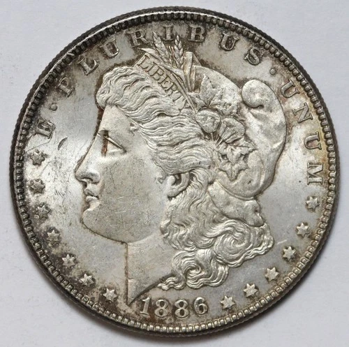 1886 $1 Morgan Silver Dollar Uncirculated - RAW - Toned / Excellent Luster