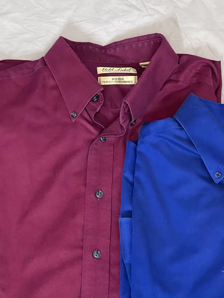 Camisa Roundtree Yorke etiqueta dorada para hombre rendimiento sin hierro 2XLT lote de 2 Foto 3 de 4