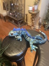 TURQUOISE SPOTTED TAN  BLACK GECKO LIZARD 7" Bean Bag Stuffed Animal Toy NWOT
