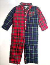 Ralph Lauren Baby Boys 6M Patchwork Plaid Button Front Long Sleeve Romper