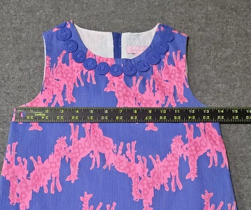 Lilly Pulitzer Girls Size 8 Windsor Giraffe Print Pink Blue Dress Whimsical - Picture 6 of 10