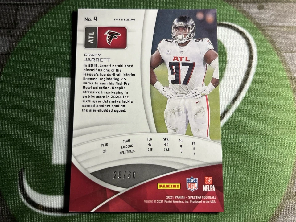 2021 Panini Spectra - Grady Jarrett Blue Disco /60 Atlanta Falcons - Image 2 of 3