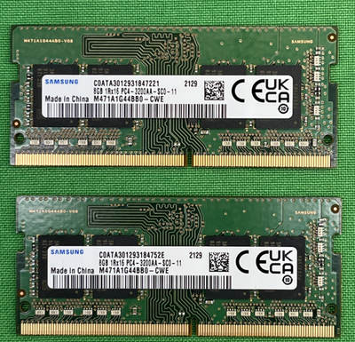 Lot of 2* Samsung 8 GB DDR4 3200MHz SODIMM PC4-3200AA M471A1G44BB0