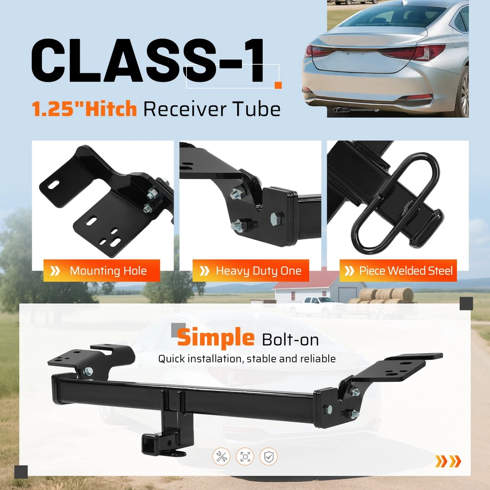 Class 1 Trailer Hitch 1.25" Rear Receiver For Toyota Camry/Avalon Lexus 19-2025 - Изображение 3 из 4