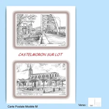 CP M 47094-105 POSTCARD 2 DRAWINGS 47 CASTELMORON ON LOT