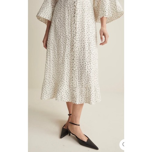 Joslin Dottie Silk Linen Midi Shirt Dress Polka Dot NWT Size 12 - Picture 7 of 18