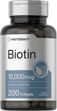Biotin 10000Mcg Softgels, 200 Count, Vitamin B7 Supplement, Gluten Free, Non-GMO
