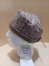 Diamonds Tan Men's Skull/Chemo Surgical Scrub Hat/Cap Handmade